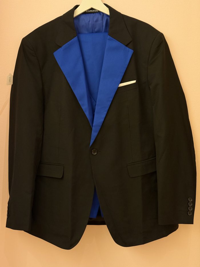 Black suit with royal blue design