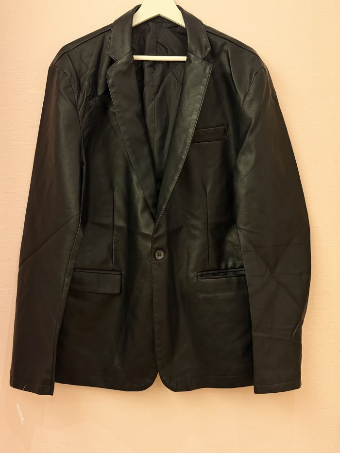 Black leather jacket with zip and without zip